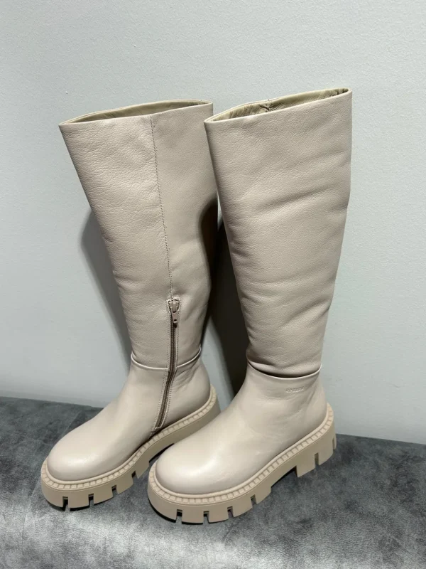 COPENHAGEN Cream Knee High Boots