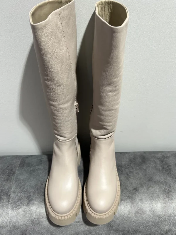 COPENHAGEN Cream Knee High Boots