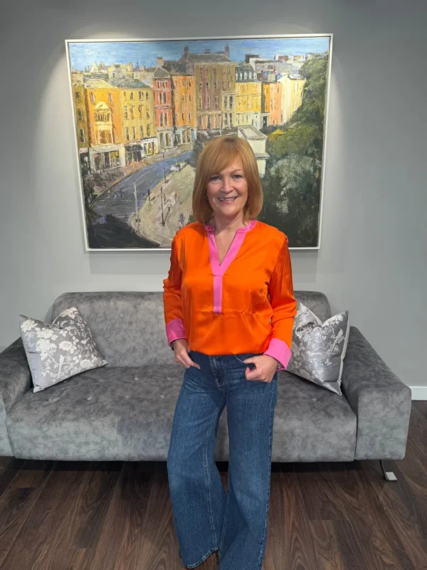 EMILY Orange & Pink Trim Blouse