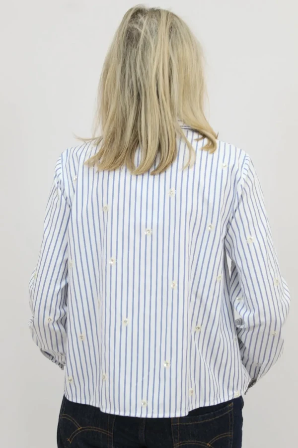 EMME Blue Striped Shirt with Sequin Flowers