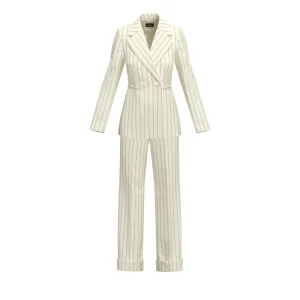 EMME Cream Pinstriped Full Piece Suit