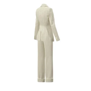 EMME Cream Pinstriped Full Piece Suit