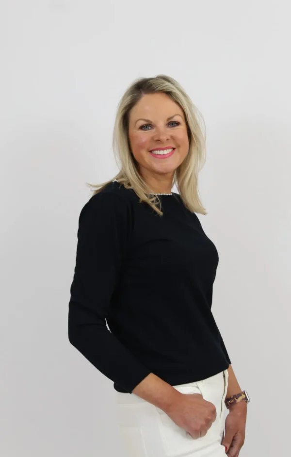 EMME Navy Jumper With A Pearl Neckline