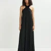 ESSENTIEL Black Halter Neck Maxi-Length Dress