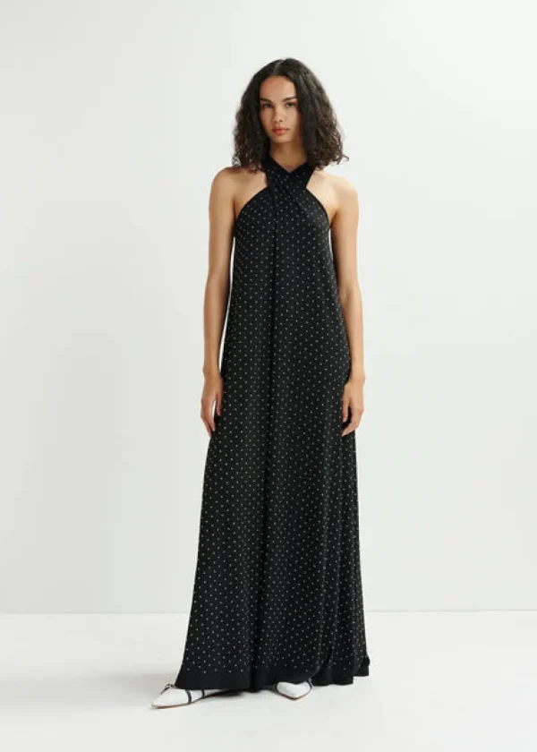ESSENTIEL Black Halter Neck Maxi-Length Dress