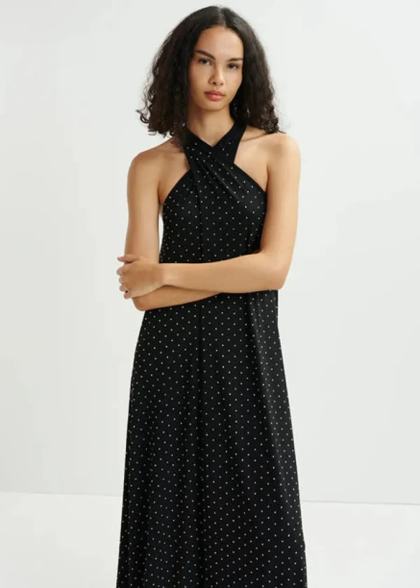 ESSENTIEL Black Halter Neck Maxi-Length Dress