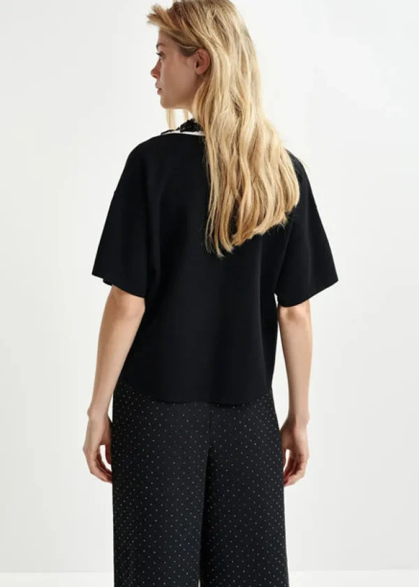 ESSENTIEL Black Top With with sequin and beads
