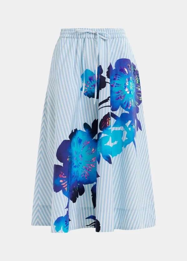 ESSENTIEL Blue Foil Print Wide Skirt