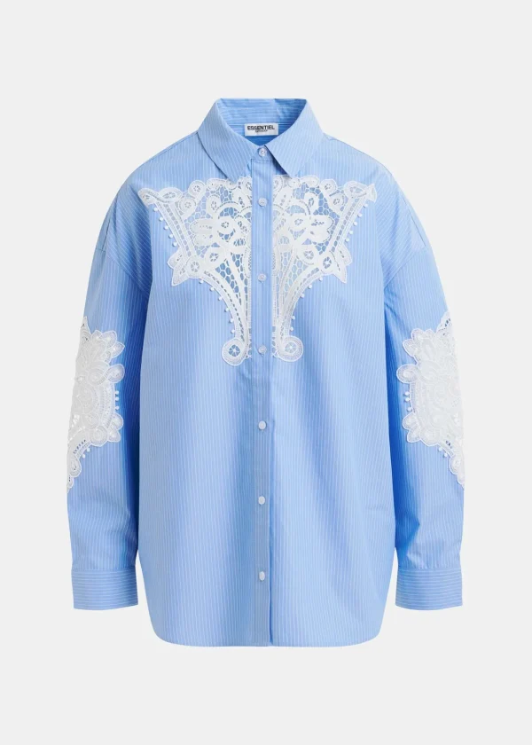 ESSENTIEL Blue Lace Panelled Shirt