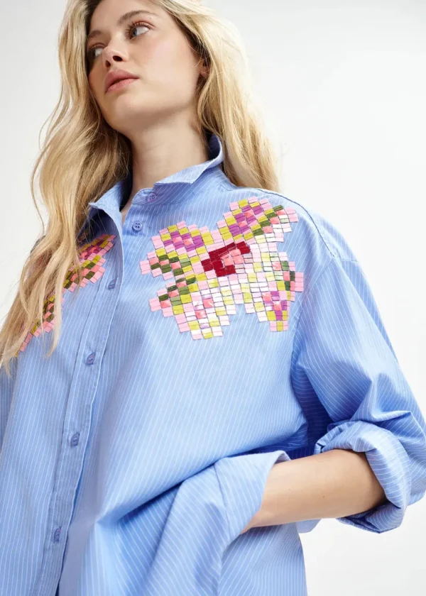 ESSENTIEL Blue Pinstripe Shirt
