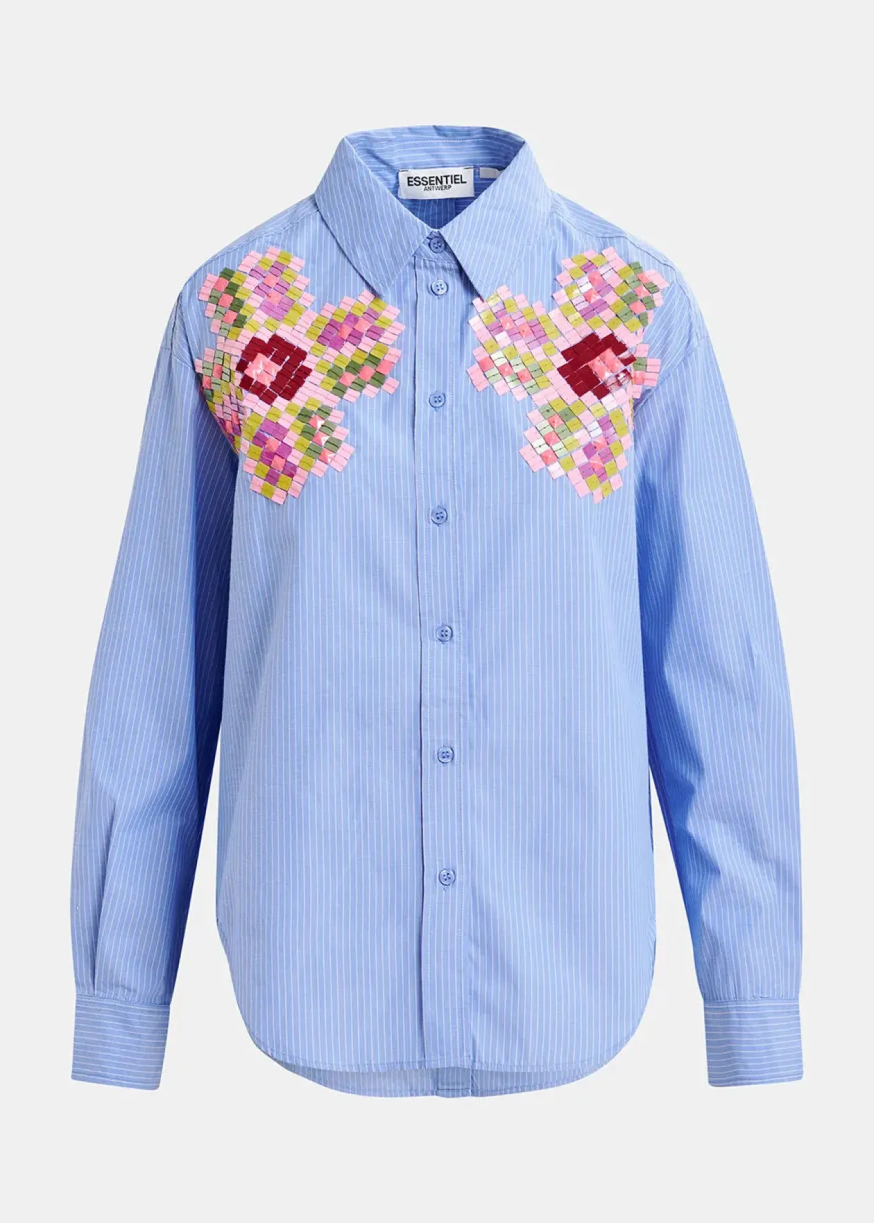 essentiel_blue_pinstripe__5.webp ESSENTIEL Blue Pinstripe Shirt