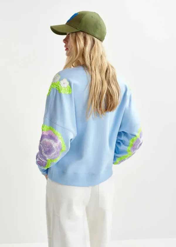 ESSENTIEL Blue Sweatshirt With Sequin