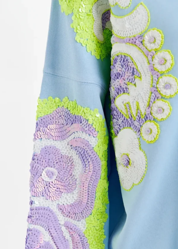 ESSENTIEL Blue Sweatshirt With Sequin