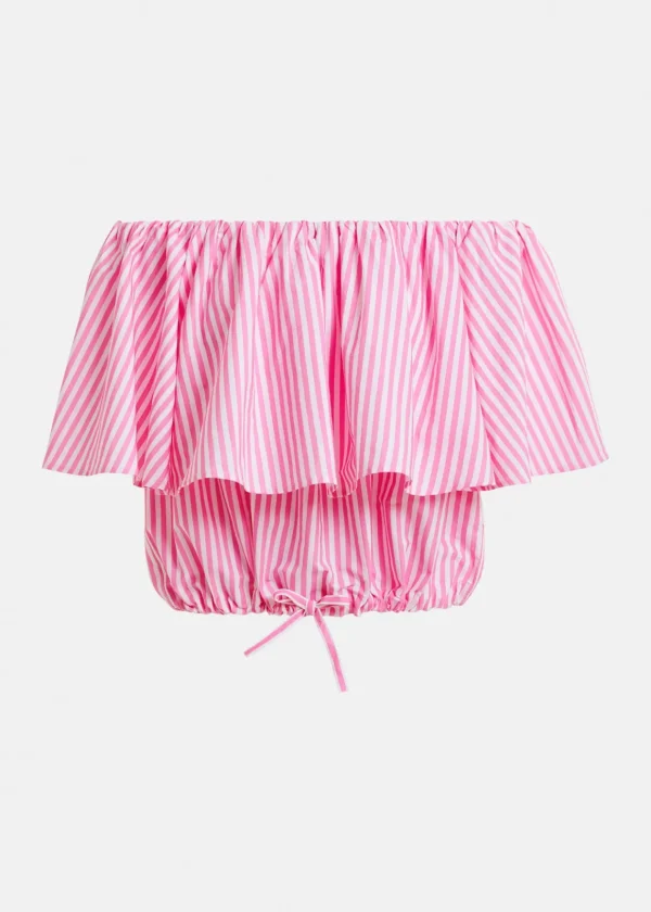 ESSENTIEL Pink Striped Off Shoulder Top
