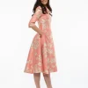 Fely Campo Coral and Gold Floral Dress
