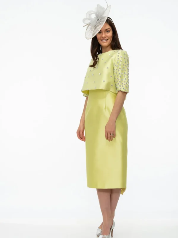 Fely Campo Lime Dress with Embellished Jacket