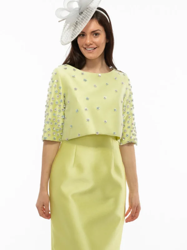 Fely Campo Lime Dress with Embellished Jacket