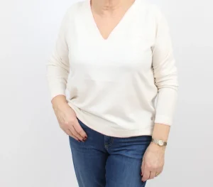 FRIEDA & FREDDIES Cream V neck Sweater