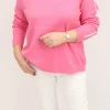 FRIEDA & FREDDIES Pink White Stitch Sweater