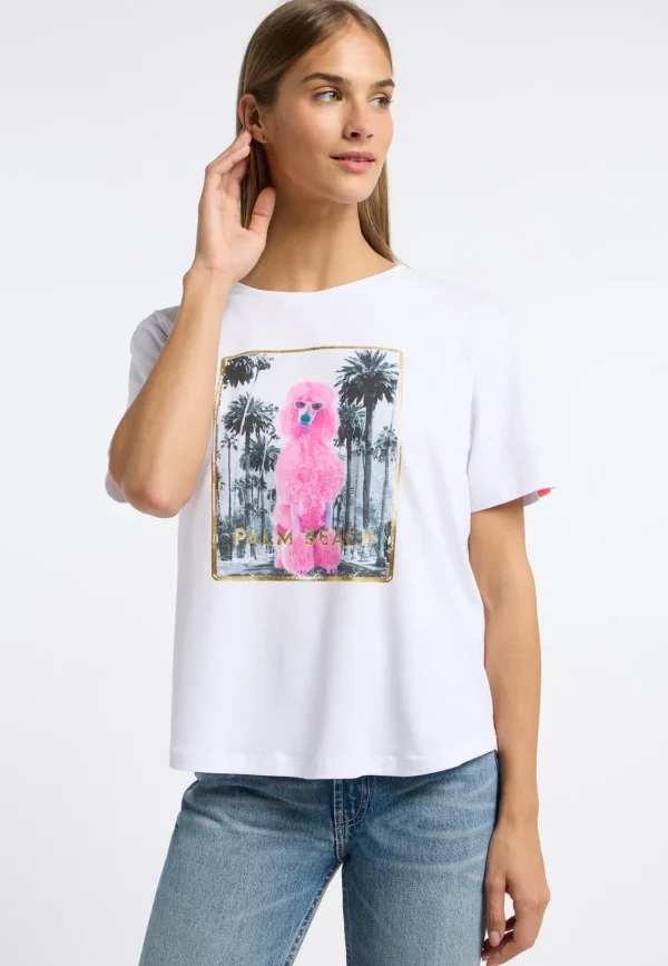 FRIEDA & FREDDIES White Palm Tree Printed T shirt