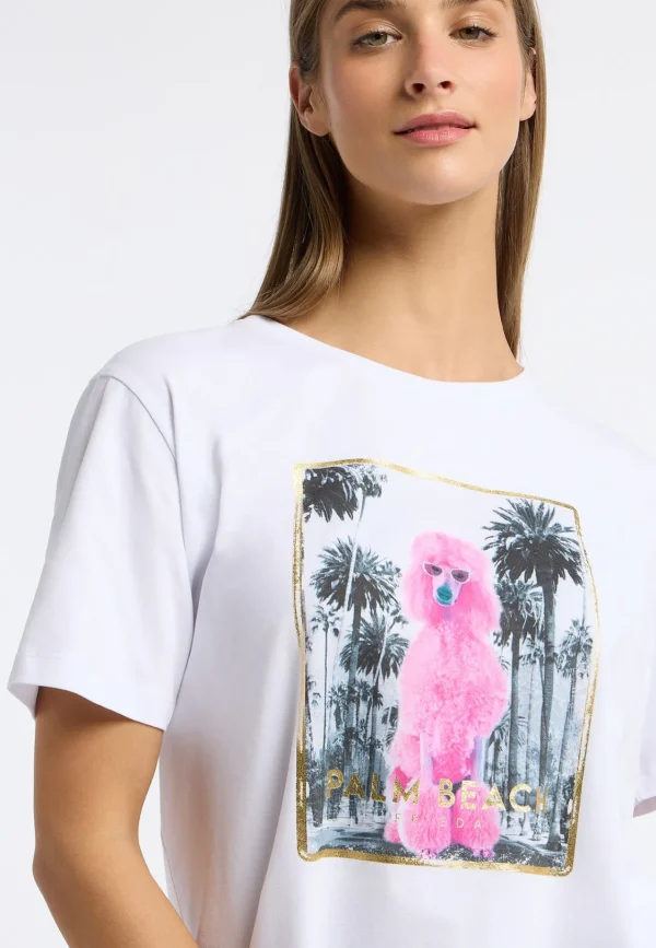FRIEDA & FREDDIES White Palm Tree Printed T shirt