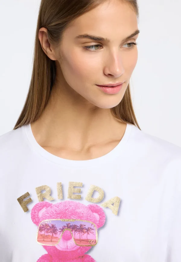 FRIEDA & FREDDIES White Teddy Printed T shirt