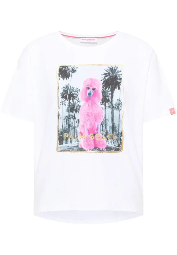 FRIEDA & FREDDIES White Palm Tree Printed T shirt
