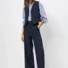 H Navy Pinstripe Pants