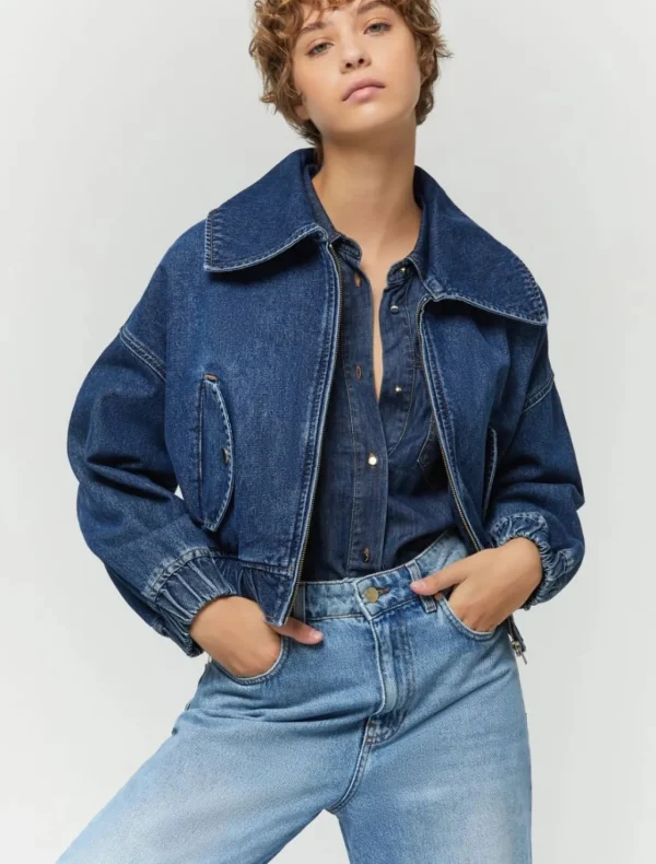 IBLUES Denim Bomber Style Jacket