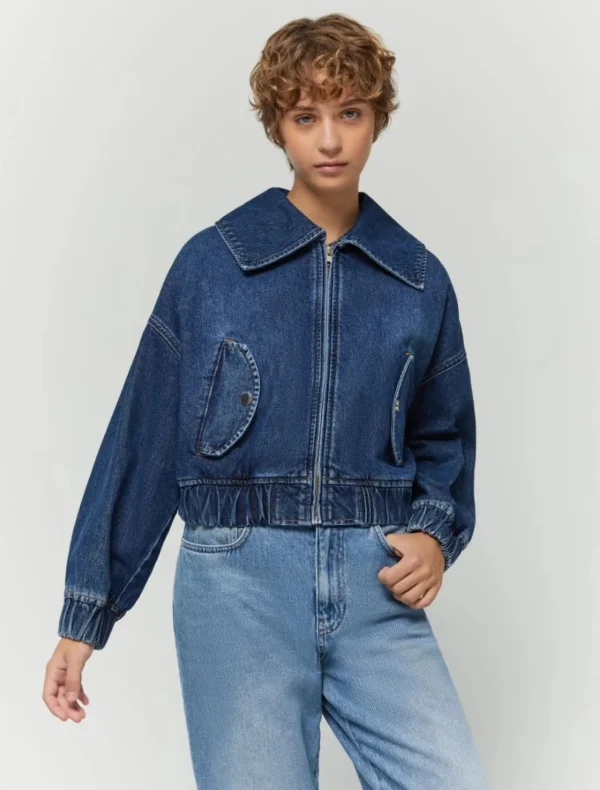 IBLUES Denim Bomber Style Jacket