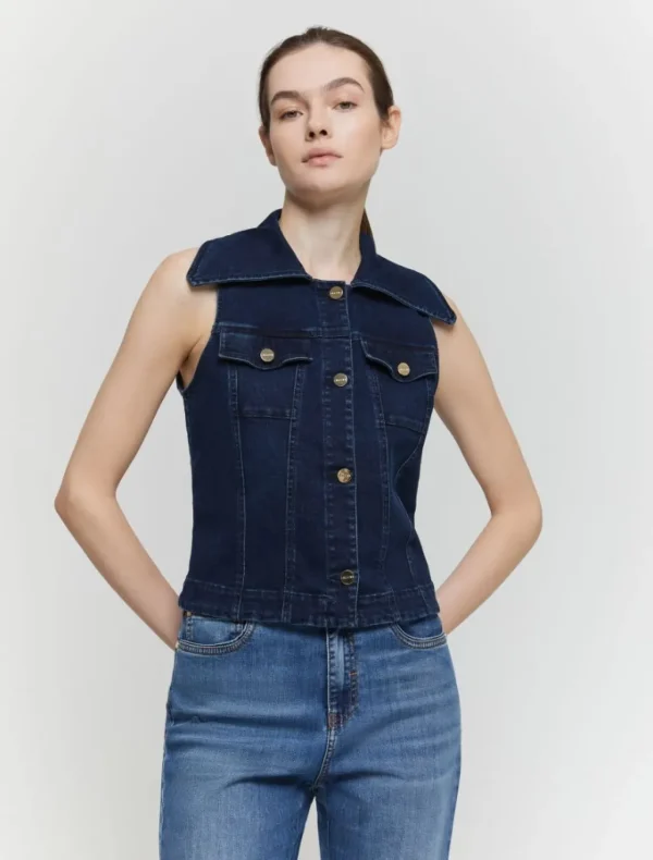 IBLUES Navy Denim Waistcoat
