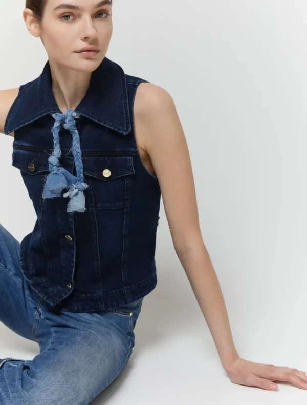IBLUES Navy Denim Waistcoat