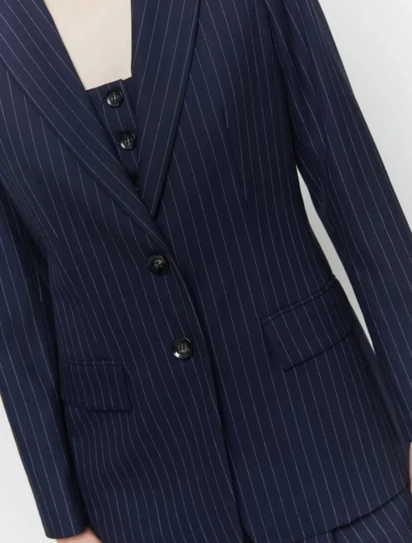 IBLUES Pinstripe Navy Blazer