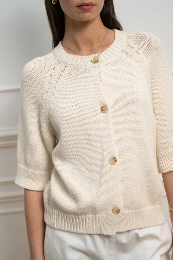 JEFF Cream Short-Sleeve Cardigan