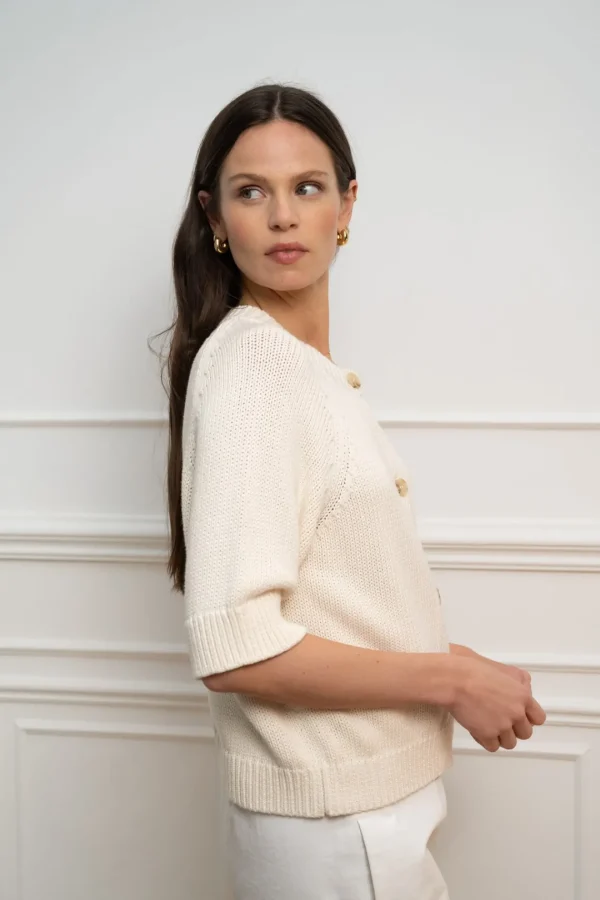 JEFF Cream Short-Sleeve Cardigan
