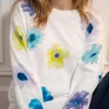 JEFF Floral White Sweater