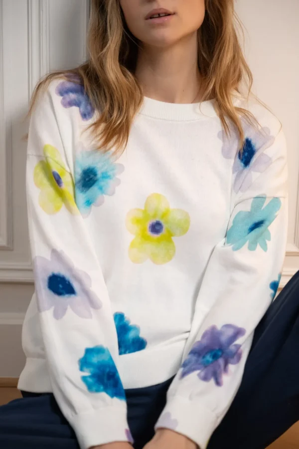 JEFF Floral White Sweater