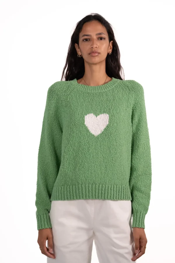 JEFF Green Jumper With A White Heart