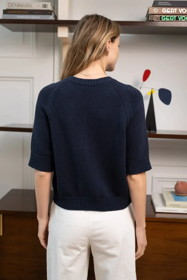 JEFF Short-Sleeve Navy Cardigan
