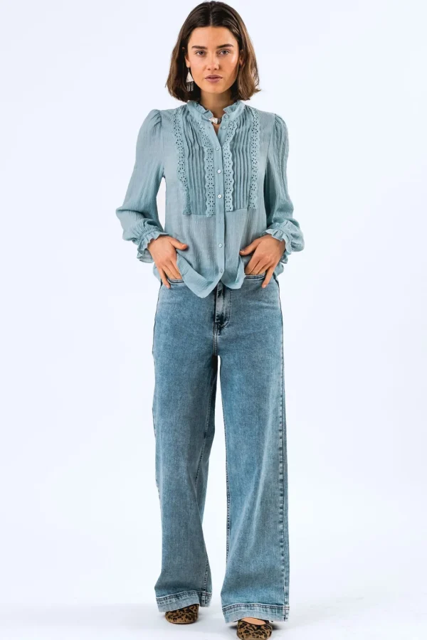 LOLLY'S LAUNDRY Dusty Blue Blouse