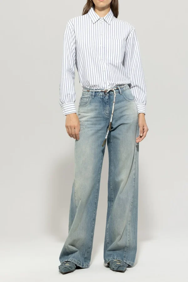 LUISA CERANO Blue Striped Shirt