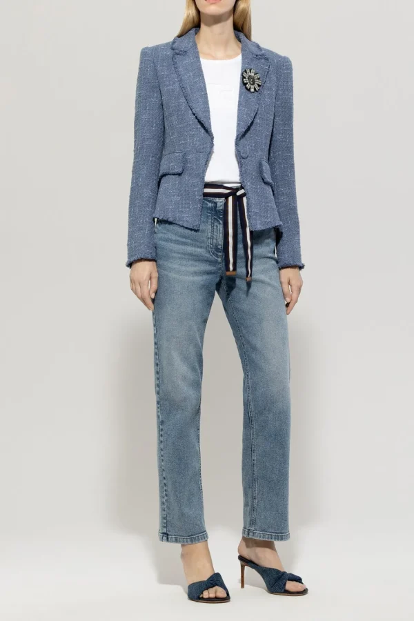 LUISA CERANO Blue Vintage Tweed Blazer