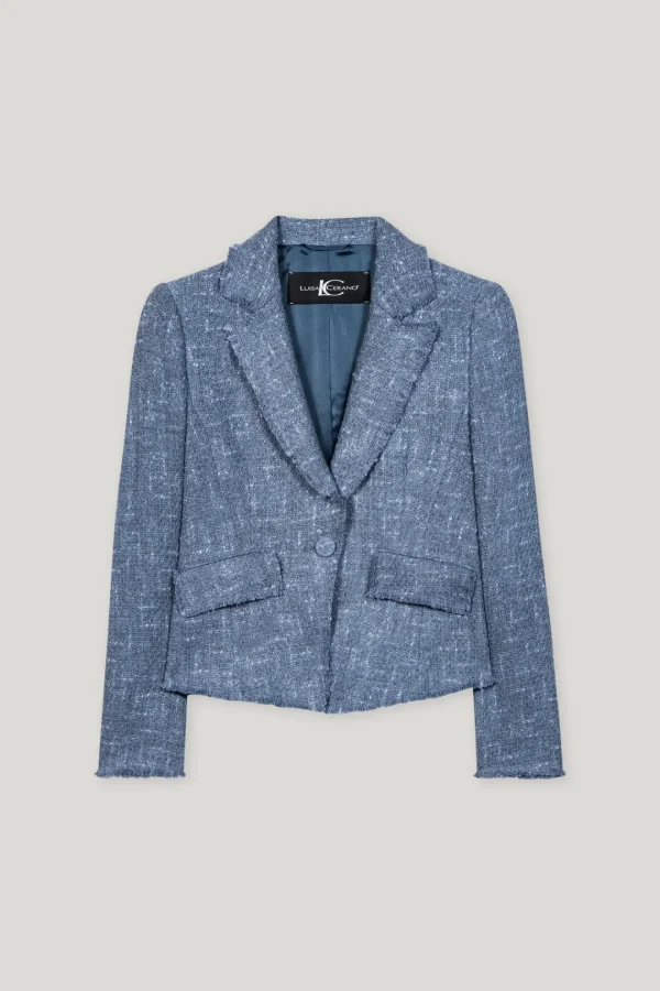 LUISA CERANO Blue Vintage Tweed Blazer