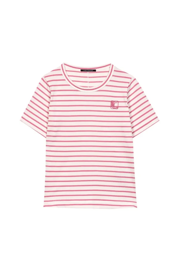 LUISA CERANO Pink Striped T-shirt