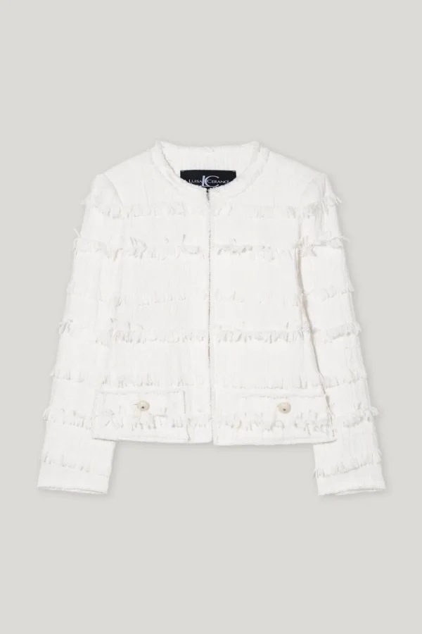 LUISA CERANO White Jacket With Fringes