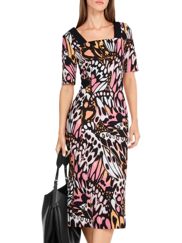 MARC CAIN Black Dress With Colourful Butterfly Design