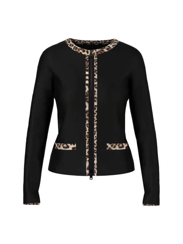 MARC CAIN Black Jacket With Leopard Print Detail