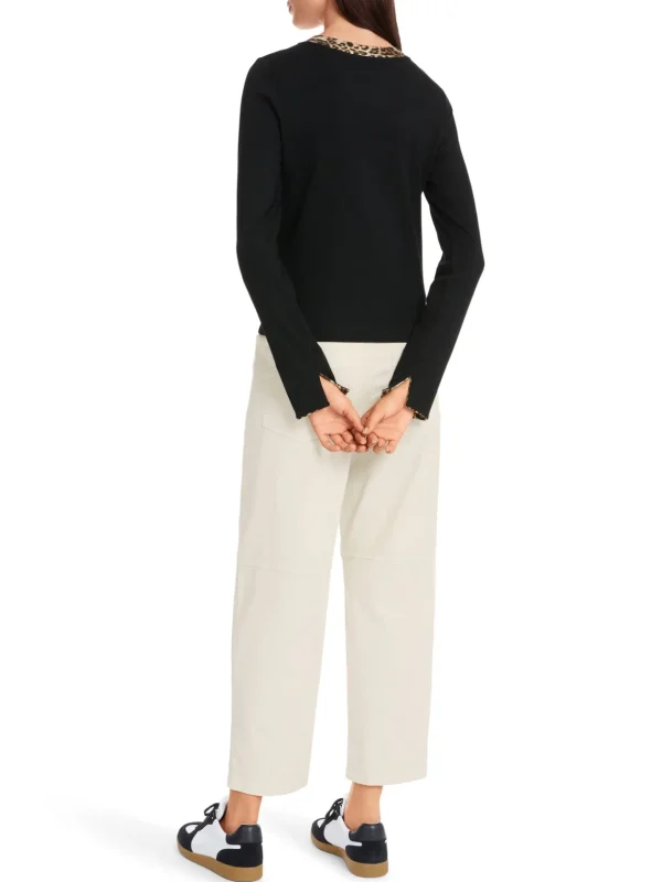 MARC CAIN Black Jacket With Leopard Print Detail