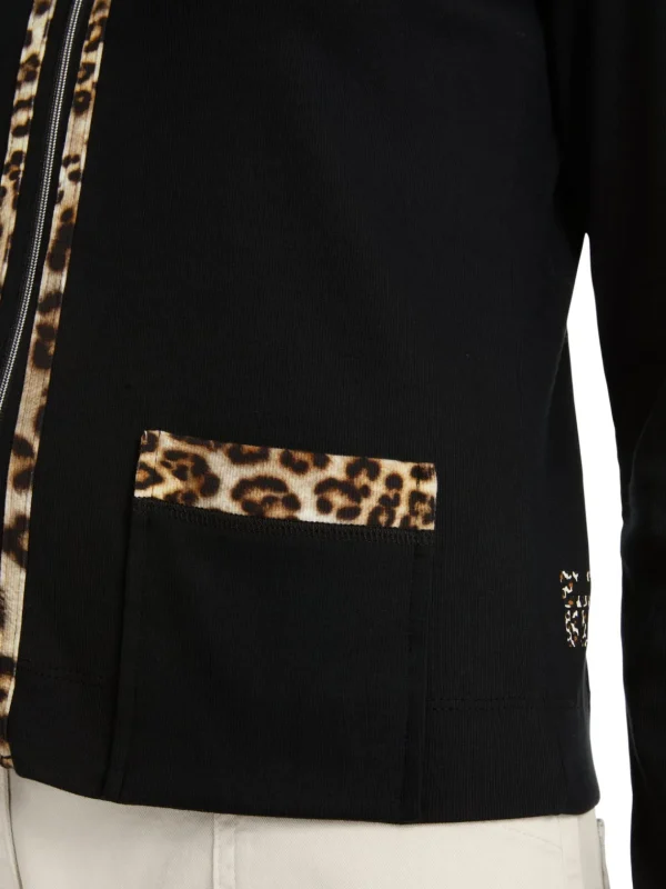 MARC CAIN Black Jacket With Leopard Print Detail