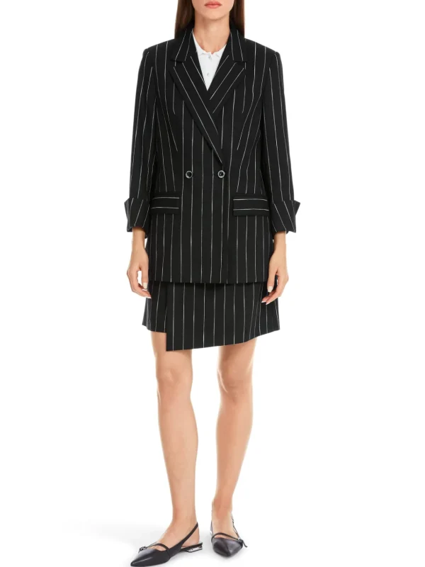 MARC CAIN Black With White Stripes Jacket